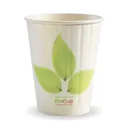 BioPak Double Wall Disposable Hot / Wet Coffee Cups Leaf