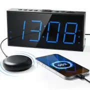 Super Loud Alarm Clock with Bed Shaker, Vibrating Alarm Clock for Heavy Sleepers