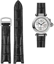 [RAYESS] 18 * 10mm 20 * 12mm Cowhide Leather Strap Concave Brown Black Calfskin Bracelet Folding Buckle For Cartier PASHA WSPA0009 Watchband