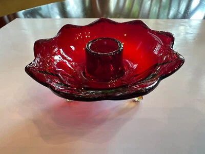 Vintage Fenton Red Rose Ashtray-Jewelry-Trinket Dish- 4 1/2" Wide