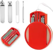 Manicure Set for Men & Women, 5 Piece Nail Care Kit, Portable Grooming Kit for Travel Stainless Steel Nail Tools with Red Case Suitable for Home, Office, Outdoor Travel Kit