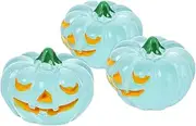 Elegant Glow-in-the-dark Pumpkin Ornaments 3pcs Set for Halloween Decor Porch or Indoor
