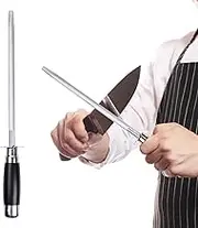 8" Professional Steel Knife Sharpener, Round Sharpening Gun, 8in Sharpening Rod for Kitchen, Sharpening Stick, Honing Steel Knife Sharpener for Chef and Butcher