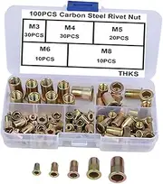 100pcs Rivet Nuts Parts Knurled Nuts Parts Metric Rivet Nut Assortment Kit Metal Knurled Nut Rivet Kit Steel Insert Rivet Nuts Insert White Thread 8 Bolt