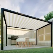 Straight Edge Sun Shade Sail, Rectangle Beige White Stripe Patio Outdoor