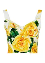 Dolce & Gabbana Floral-print Stretch-cotton Corset top - White - 40 (UK8 / S) 40 (UK8 / S)