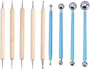 Nail Art Tool Set, Ball and Wooden Dotting Embossing Stylus for Nail Art - Set of 9 Pieces