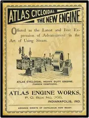 1895 Atlas Engine Co. New Metal Sign: Cycloidal Steam Engine - Indianapolis, IN