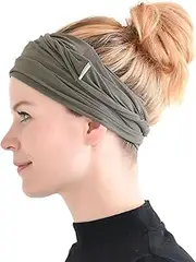 [CHARM] Mens Bandana Head Wrap - Womens Elastic Headband Japanese Long Hair Dreads Charcoal Grey