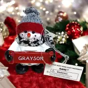 Ganz Hallmark Resin Snowman Christmas Ornament 3" Personalized Name GRAYSON