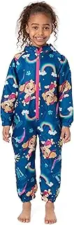 [PAW PATROL] Girls Puddle Suit | Kids Toddlers All In One Rain Coat | Navy Rainbow Shooting Star Skye Rescue Pups | Long Sleeve with Cuffs Play Walking Jacket