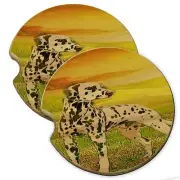 Dalmatian Puppy Wood Car Coaster Gift Set fit Car & Truck Cup Holder