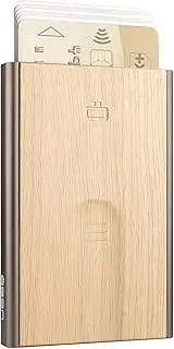 [ÖGON -DESIGNS-] OGON Aluminium Card Holder Slider - RFID Blocking - The Original Minimalist Slim Automatic Wallet for Men and Women - Up to 6 Cards (Bamboo)