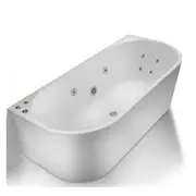 FS36 1700mm Gloss White/Black Rectangle 10 Jets Back to Wall Freestanding Spa Bath