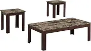 Brown Faux Marble Occasional Coffee & End Table 3-Piece Set by Coaster