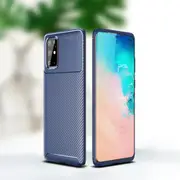 For Samsung Galaxy Note 20 Ultra Carbon Fiber Texture Armor TPU Case, Blue
