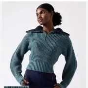 ATHLETA NWT Super thich chunky Alder sweater $159 Large teal