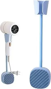 Hair Dryer Holder Wall Mounted,360 Degree Adjustable Adhesive Blow Dryer Organizer - With Cable Winder Punch-Hands-Hair For Blow Dryer