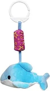 Kisangel Dolphin Cartoon Cradle Rattles for Boy Girl Soft Hanging Pendant Engaging Bedside Bells for Strollers and Carriers