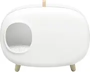 Enclosed Anti-Splash Design Cat Litter Box Large Space Litter Pan with Cat Litter Scoop and Wood Grain Feet Pet Toilet Supplies