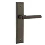 Iver Helsinki Door Lever Handle on Stepped Backplate Signature Brass