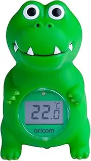 Oricom 02SCR Digital Bath and Room Thermometer Crocodile - Accurate Readings, Floats, LED Light Display, Automatic Shut Off, Fun Easy Use