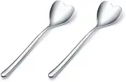 Tablespoons 4-inch Stainless Steel Spoon with Heart-Shaped Edge, Used for Dining Spoons, Coffee Spoons, Ice Cream Spoons for Home, Kitchen or Restaurant Serving Spoon (Color : A)