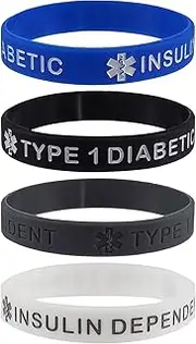 [Max Petals] Type 1 Diabetic Insulin Dependent Medical Alert ID Silicone Bracelet Wristbands