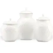 Lenox Opal Innocence Carved 3-Piece Canister Set, 6.00 LB, White