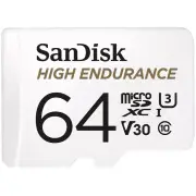 SanDisk High Endurance microSDHC 64GB - 100MB/s R, 40MB/s Memory Card + Adapter