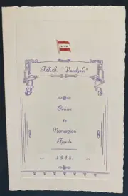 TSS Vandyck 1938 Menu And Music Program Card L+H
