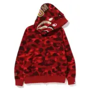 37989 bape color camo double shark full zip hoodie red L