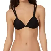 NOBO Juniors Contrast Double Strap Triangle Bikini Top Black SMALL (3-5)