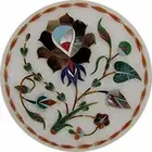 12" white Marble round Coffee Table Top fancy Design Inlay lapis Side Table