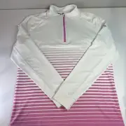 Levelwear Men's Small Golf Pullover 1/4-Zip Pullover White/Pink Golf Quarter Zip