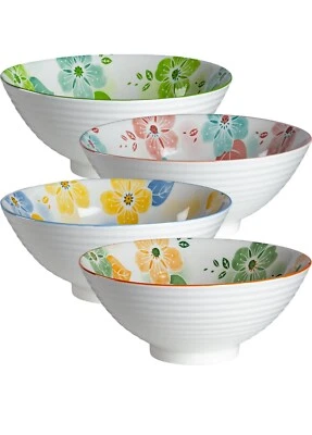 Houlu 46 oz Japanese Ramen Bowls Set of 4, Large Pho Bowls, 8 in Four Seasons