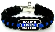 Police Lives Matter Thin Blue Line Paracord Survival Metal Clasp Bracelet