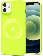 [LoeoeL] for iPhone 12/12 Pro Case Silicone Mag Safe, Magnetic Compatible with Magsafe Phone Case, Thin Slim Wireless Charging Matte TPU Soft Rubber Gel Cover for Women Men, Bright Neon Green Lime
