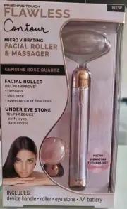 Authentic Finishing Touch Flawless Contour Facial Roller & Massager Rose Quartz