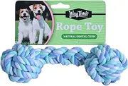 WagTime Dumbbell Rope Toy - 22cm, Durable Pet Chew & Tug Toy, Interactive Play for Dogs, Safe & Non-Toxic Material, Ideal for Medium Breeds, Strengthens Teeth & Gums