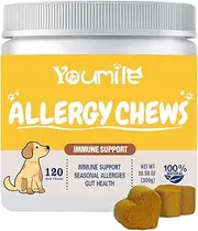 Natural Allergy Relief Chews for Dogs – Advanced Formula with Omega-3, Turmeric & Probiotics for Itchy Skin, Seasonal Allergy Support & Immune Health – Vet-Approved, Delicious Chicken Flavor
