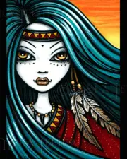 Native Tribal Sunset Tattoo Fae Fantasy Nina Signed Myka Jelina Print