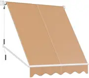 Instahut Outdoor Blinds, 2.1 x 2.1m Privacy Screen Window Blind Retractable Pivot Arm Awning Canopy Sun Shade Waterproof Gazebo Awnings for Home Patio, with Mounting Bracket Hand Crank Beige