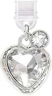 ELISE & FONDA TP642 Type-C Charging Port Anti Dust Plug Little 3D Crystal Love Heart Cell Phone Charm for iPhone 15/16/Samsung/OnePlus/Xiaomi/oppo Android Phones (White)