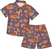 [Caihoyu] Baby-boys Toddler Short Sleeve Button Down Tops + Shorts Set Toddler Little Boys Outfit Infant Little Boy Gift