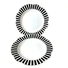 Grace Teaware Black & White Striped Porcelain Dinner Plates 11in Set of 4 New