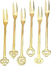 PEPLAYTAL 6pcs Fruit Forks Salad Stainless Dessert Fruit Pick Skewers for Appetizers Cocktail Picks Spoons Appetizer Small Forks Party Fruits