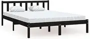 Double Size Bed Frame Solid Pine Wood Guest Teen Mattress Base Platform Black