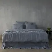 Chambray Linen Flat Sheet - 100% French Flax Linen, King / Chambray