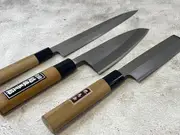 Vintage Japanese Knife Set Carbon Steel Made in Japan 1321